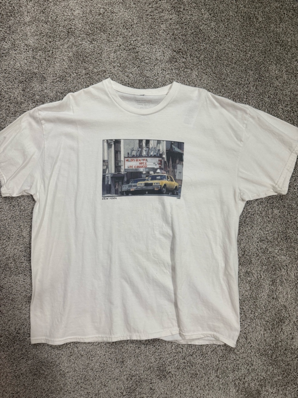 Urban Outfitters White Tee with Yellow Taxi Photo Print